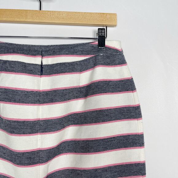 Halogen Size 4 Blue Cream Pink Striped Textured Pencil Skirt Career Office Work - Picture 4 of 6